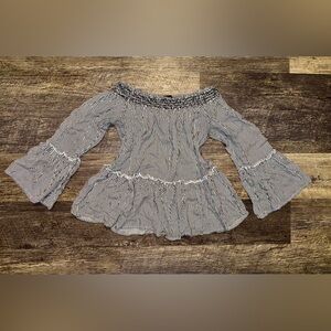 American Eagle Outfitters Black and White Off-Shoulder Blouse